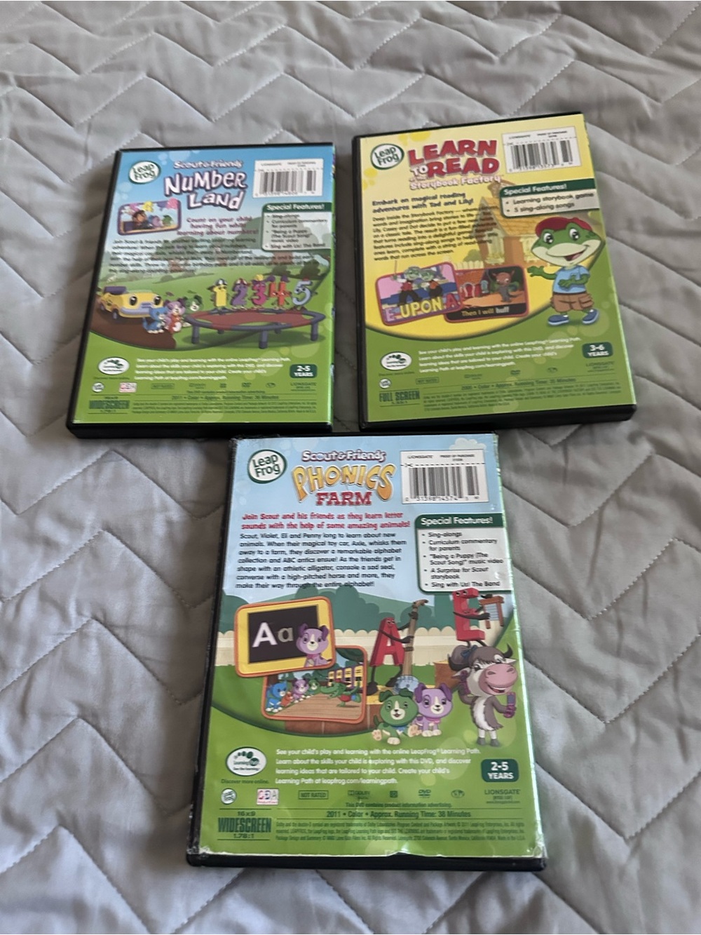 LeapFrog Kids Learning DVD Set -of 3 DVD ; Phonics & Reading & numbers - Picture 2 of 2